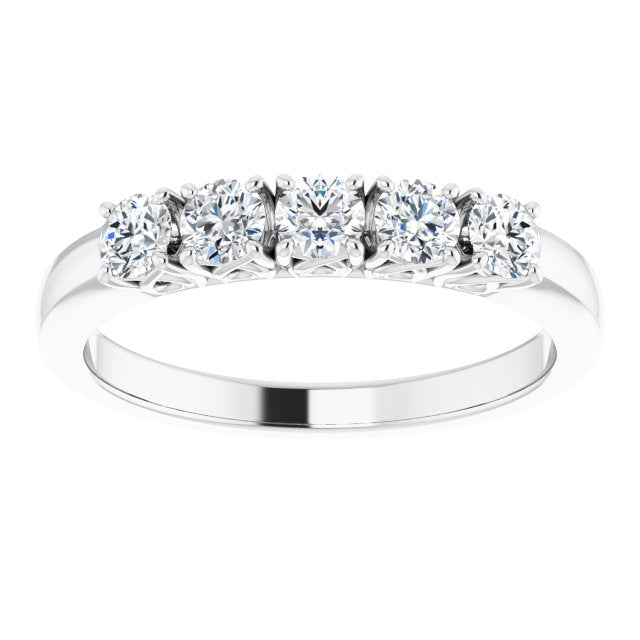 0.50 ct. Round Cut Diamond 5 Stone Wedding Band-VIRABYANI